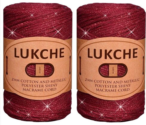 2mm Cotton Sparkle Macrame Cord 224 Yards, Colorful Crochet Macrame Cord for Wall Hangings, Bags, Plant Holders, Carpets, Polypropylene Supplies (Army Green, 1 Skein) in Kuwait