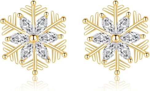 SLUYNZ 925 Sterling Silver CZ Snowflake Earrings Studs for Women Teen Girls Shiny Snowflake Studs Earrings in Saudi Arabia