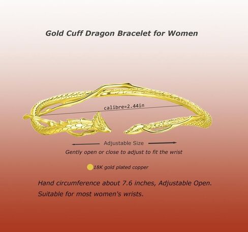 CAIYUNELEX Dragon Bracelet Women, Dragon Jewelry for Women, Dragon Bracelet for Girls, Lucky Bracelets for Women Dragon Gift. Cuff Bracelet for Women, Adjustable Size. Dragon Jewelry Gift. in Saudi Arabia