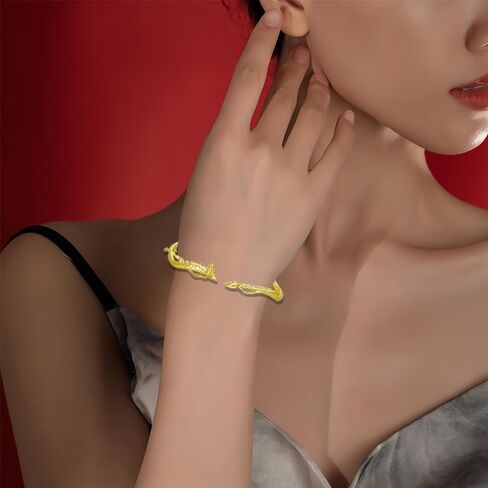 CAIYUNELEX Dragon Bracelet Women, Dragon Jewelry for Women, Dragon Bracelet for Girls, Lucky Bracelets for Women Dragon Gift. Cuff Bracelet for Women, Adjustable Size. Dragon Jewelry Gift. in Saudi Arabia