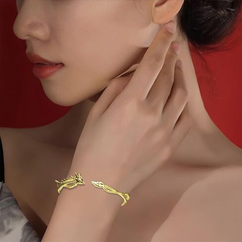 CAIYUNELEX Dragon Bracelet Women, Dragon Jewelry for Women, Dragon Bracelet for Girls, Lucky Bracelets for Women Dragon Gift. Cuff Bracelet for Women, Adjustable Size. Dragon Jewelry Gift. in Saudi Arabia