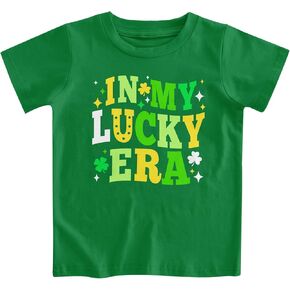 Kids St. Patrick's Day Shirt Lucky Charm Clover Irish T-Shirt Outfits for Boys Girls 1-8 Years Old