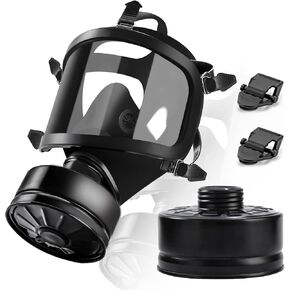 Full Face Respirator Mask with Filters, Anti-Fog Lens Anti-Gas Anti-Dust Gas Mask Against Vapours & Particles, Ideal for Painting, Woodworking, Construction, Sanding, Welding, Spraying, Chemicals