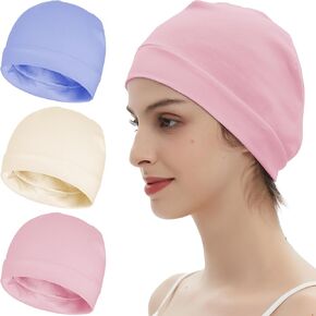3 Pieces 100% Cotton Skull Caps beanie for Men Women Lightweigt night Cap Sleep Hats Breathable Helmet Liner in Kuwait