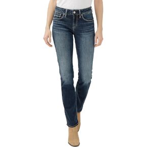 Silver Jeans Co. Women's Suki Mid Rise Straight Leg Jeans, Blue, 27W x 31L