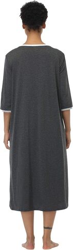SUGAR JAN Women's Long Robes Zipper Front Lightweight Nightgowns Half Sleeves Soft Loungewear for Ladies S-XXXL in Kuwait