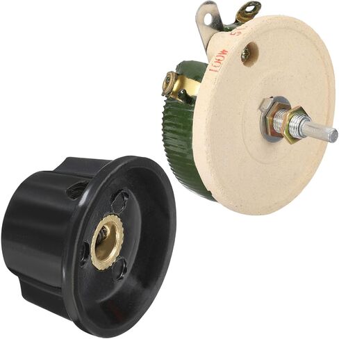 YOKIVE 200W 1 Ohm Rheostat, Ceramic Rheostat Adjustable Resistor High Power Wirewound Potentiometer Variable Resistor with Variable Control Knob Cover in Kuwait
