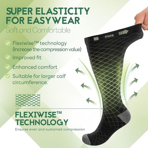 Plus Size Compression Socks for Women Wide Calf (2 Pairs) 15-20mmHg Bamboo Viscose Knee High Sock Support for Nurses Pregnancy Travel XL（Black&Blue） in Kuwait