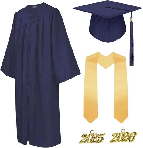 TOONRAIN Graduation Gown Cap Matte Graduation Costume Gown Tassel Set Graduation Clothes and Stole for High School & Bachelor in Kuwait
