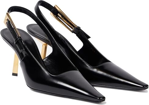 THESHY المرأة Slingback Stiletto الكعب العالي ساحة تو مشبك معدني مضخات عارية الذراعين براءات الاختراع والجلود فساتين راقية أحذية للنساء in Kuwait