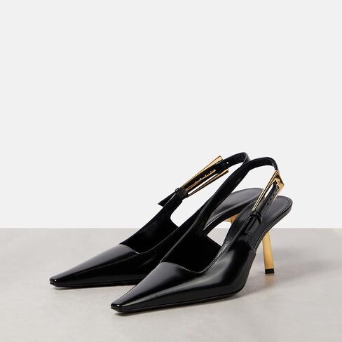 THESHY المرأة Slingback Stiletto الكعب العالي ساحة تو مشبك معدني مضخات عارية الذراعين براءات الاختراع والجلود فساتين راقية أحذية للنساء in Kuwait