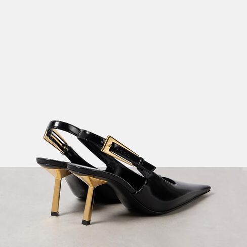 THESHY المرأة Slingback Stiletto الكعب العالي ساحة تو مشبك معدني مضخات عارية الذراعين براءات الاختراع والجلود فساتين راقية أحذية للنساء in Kuwait