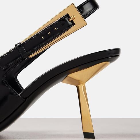 THESHY المرأة Slingback Stiletto الكعب العالي ساحة تو مشبك معدني مضخات عارية الذراعين براءات الاختراع والجلود فساتين راقية أحذية للنساء in Kuwait