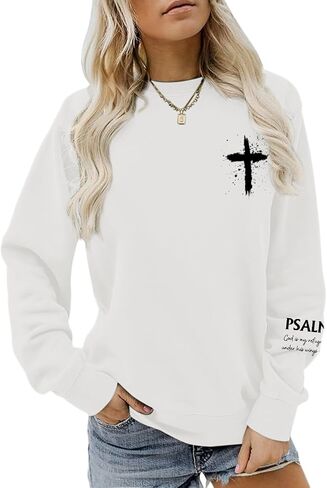 Women Christian Sweatshirt Psalms 91 Jesus Hoodie Religious Faith God Shirt Bible Verse Inspirational Pullover Tops in Saudi Arabia