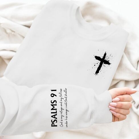 Women Christian Sweatshirt Psalms 91 Jesus Hoodie Religious Faith God Shirt Bible Verse Inspirational Pullover Tops in Saudi Arabia