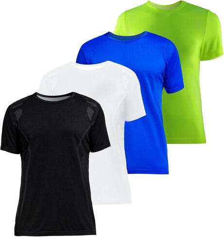 +MD 4 Pack Mens Cool Dry Short Sleeve T-Shirts, Athletic Running Gym Workout Tops,Crew Neck Shirts in Kuwait