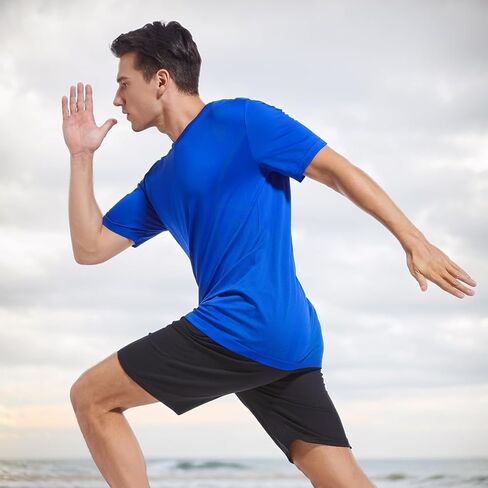 +MD 4 Pack Mens Cool Dry Short Sleeve T-Shirts, Athletic Running Gym Workout Tops,Crew Neck Shirts in Kuwait