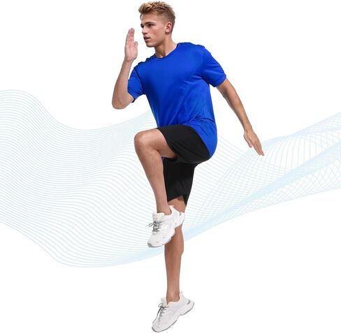 +MD 4 Pack Mens Cool Dry Short Sleeve T-Shirts, Athletic Running Gym Workout Tops,Crew Neck Shirts in Kuwait