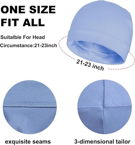 3 Pieces 100% Cotton Skull Caps beanie for Men Women Lightweigt night Cap Sleep Hats Breathable Helmet Liner in Kuwait