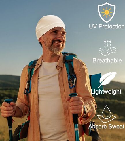 3 Pieces 100% Cotton Skull Caps beanie for Men Women Lightweigt night Cap Sleep Hats Breathable Helmet Liner in Kuwait