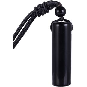 Nupuyai Healing Crystal Cylinder Pendant Necklace for Women Men, Wand Amulet Reiki Stone Adjustable Braided Cord 18"-27"