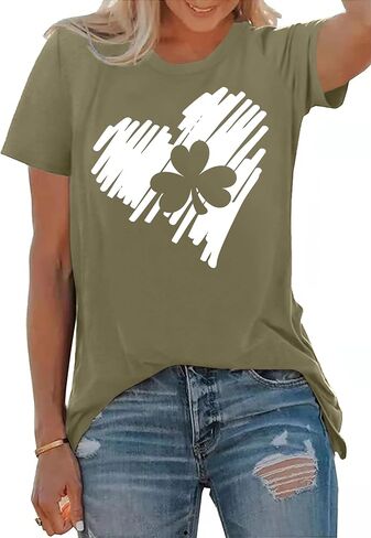 St Patricks Day Shirts for Women Shamrock Tshirt Casual Graphic T Shirt Irish Tee Tops in Kuwait