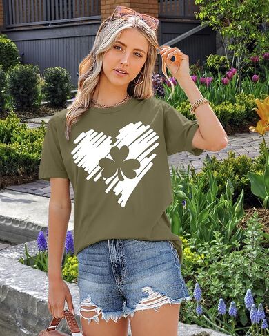 St Patricks Day Shirts for Women Shamrock Tshirt Casual Graphic T Shirt Irish Tee Tops in Kuwait