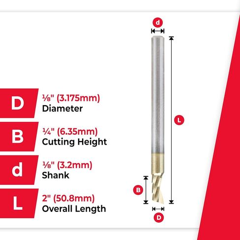 أداة Amana Tool 51373-Z SC لولبية O قطع ألومنيوم مفرد 1/8 D x 5/16 CH x 1/4 SHK x 1-1/2 بوصة طويلة القطع مطلية بـ ZrN مع لمسة نهائية مرآة in Saudi Arabia