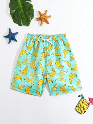 Floerns Boy's Patchwork Drawstring Waist Printed Summer Boho Track Shorts in Kuwait