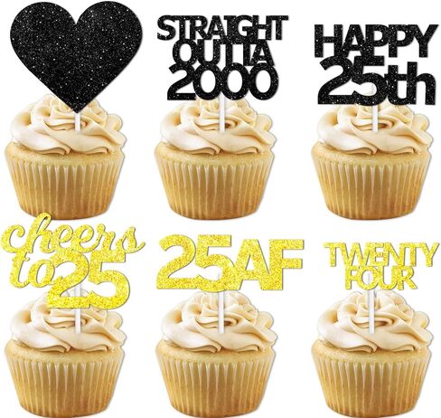18pcs Black Gold Glitter Dessert Cupcake Pick for Straight Outta 1973 Cheer to 51 Years Old Theme Decor Supplies Happy 51st Birthday Party Decoration in Kuwait