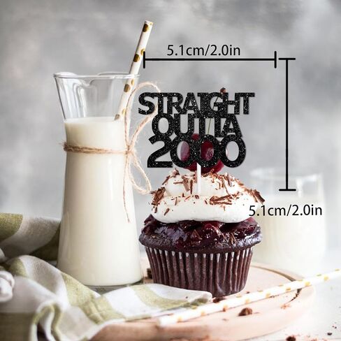 18pcs Black Gold Glitter Dessert Cupcake Pick for Straight Outta 1973 Cheer to 51 Years Old Theme Decor Supplies Happy 51st Birthday Party Decoration in Kuwait