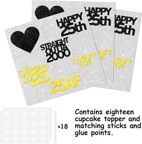 18pcs Black Gold Glitter Dessert Cupcake Pick for Straight Outta 1973 Cheer to 51 Years Old Theme Decor Supplies Happy 51st Birthday Party Decoration in Kuwait