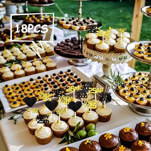 18pcs Black Gold Glitter Dessert Cupcake Pick for Straight Outta 1973 Cheer to 51 Years Old Theme Decor Supplies Happy 51st Birthday Party Decoration in Kuwait