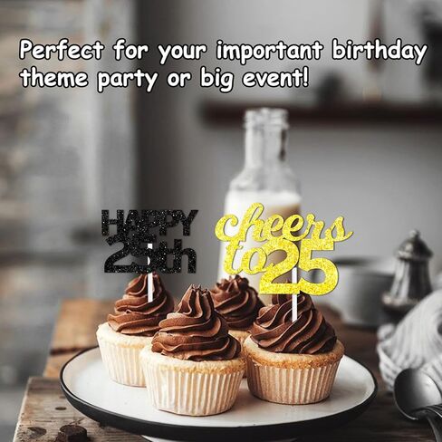 18pcs Black Gold Glitter Dessert Cupcake Pick for Straight Outta 1973 Cheer to 51 Years Old Theme Decor Supplies Happy 51st Birthday Party Decoration in Kuwait