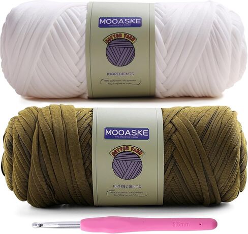 Mooaske 2 Pack T-Shirt Crochet Yarn for DIY Knitting Crochet Cloth Blanket Bag Dolls - 400g Chunky Thick Yarn for Crocheting with Polyester-Spandex Blend Elastic Fabric (Black) in Kuwait