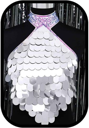 Zoestar Sequin Rave Top Costume Sequin Crop Top Shiny Party Bra Top Concert Festival Tops for Women and Girls in Kuwait