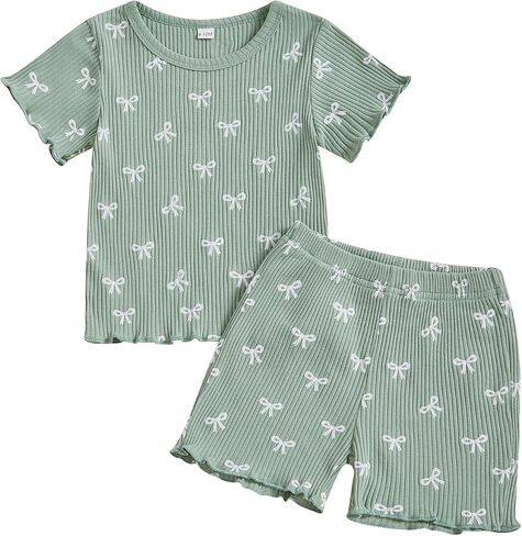 Lucikamy Toddler Baby Girl Clothes Summer Short Sleeve Floral Print T Shirt Tops + Elastic Shorts Set Infant Casual Outfits in Kuwait