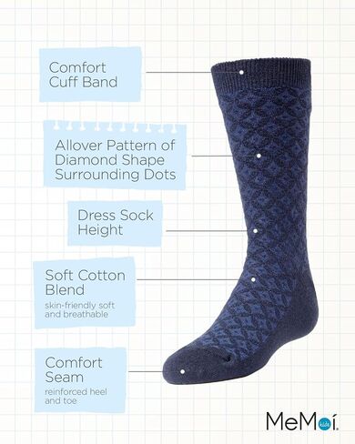 MeMoi Diamonds and Dots Boys Dress Crew Socks in Saudi Arabia