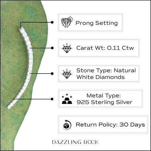 Dazzlingrock Collection Round White Diamond Small Curved Crawler Climber Cuff Earring (1Pc) (0.11 ctw, I-J Color, I2-I3 Clarity) | 925 Sterling Silver in Kuwait