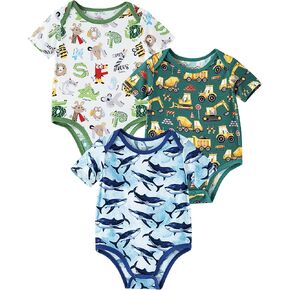 3-pack Short Sleeve Bodysuits for Baby Infant Boys Girls Snap Onesies Viscose from Bamboo Bodysuit