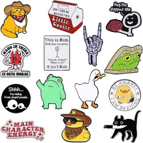 25 Pieces Cartoon Enamel Pins Set ，Enamel Lapel Pin Cute Brooch Pin Badges for Backpack Clothing Bags Hats Decorations