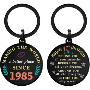 DGXMD Happy 40th Birthday Gifts, Born in 1984 Birthday Keychain, 40 Year Old Men Women Birthday Gifts, 1984 Birthday Present