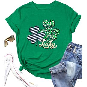 St Patrick's Day T-Shirt for Women Lucky Irish Shamrock Paddy's Day Shirt Cute Shamrock Graphic Short Sleeve Tees Tops