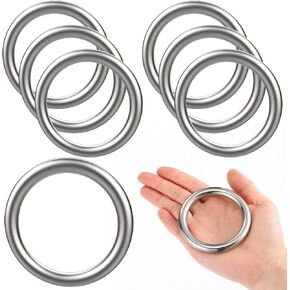 Hotop 4 Inch Metal O Ring Seamless Welded O-Ring Multi-Purpose 304 Stainless Steel Rings Smooth Round Ring for Hanging Flower Basket Crafts, 8 x 100 mm, 2 Pieces