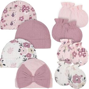 Gerber Baby Girls Cap and Mitten Sets 8pc Pink Floral Newborn