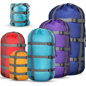 5 Pack Compression Sack Ultralight Sleeping Bag Stuff Sack 6l 15l 25l 35l 45l Space Saving Gear Backpacking Bag Compression Stuff Sack for Travel, Camping, Hiking, Outdoor