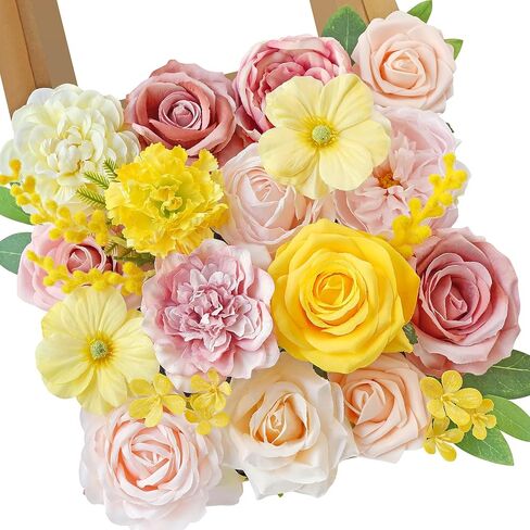 Serwalin Artificial Flowers Pink Wedding Flowers Silk Flowers with Stems Fake Cake Flowers for Wedding Bouquets Centerpieces Spring Decor Baby Shower Decoration in Saudi Arabia
