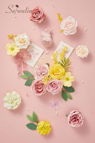 Serwalin Artificial Flowers Pink Wedding Flowers Silk Flowers with Stems Fake Cake Flowers for Wedding Bouquets Centerpieces Spring Decor Baby Shower Decoration in Saudi Arabia