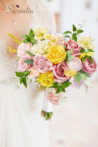 Serwalin Artificial Flowers Pink Wedding Flowers Silk Flowers with Stems Fake Cake Flowers for Wedding Bouquets Centerpieces Spring Decor Baby Shower Decoration in Saudi Arabia