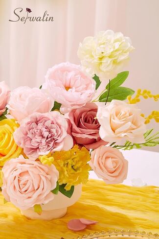 Serwalin Artificial Flowers Pink Wedding Flowers Silk Flowers with Stems Fake Cake Flowers for Wedding Bouquets Centerpieces Spring Decor Baby Shower Decoration in Saudi Arabia